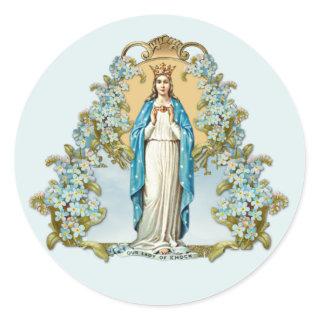 Virgin Mary Floral Religious Lady Of Knock Classic Round Sticker