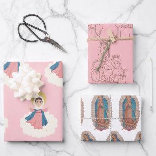 Virgin Mary,  Flat Sheet Set of 3