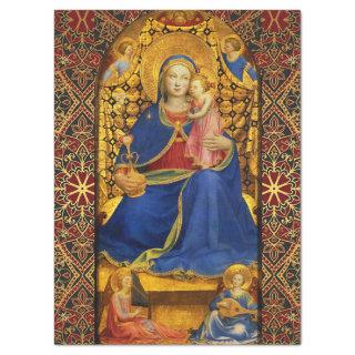 VIRGIN WITH CHILD AND ANGELS, Red Blue Gold Xmas Tissue Paper