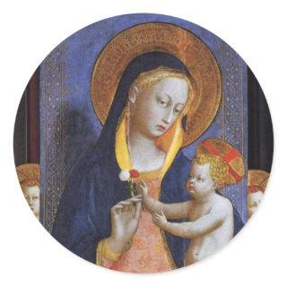 VIRGIN WITH CHILD,ANGELS AND SAINTS CLASSIC ROUND STICKER