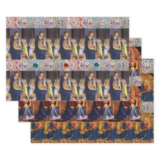 VIRGIN WITH CHILD,ANGELS AND SAINTS ,RED BLUE GEMS  SHEETS