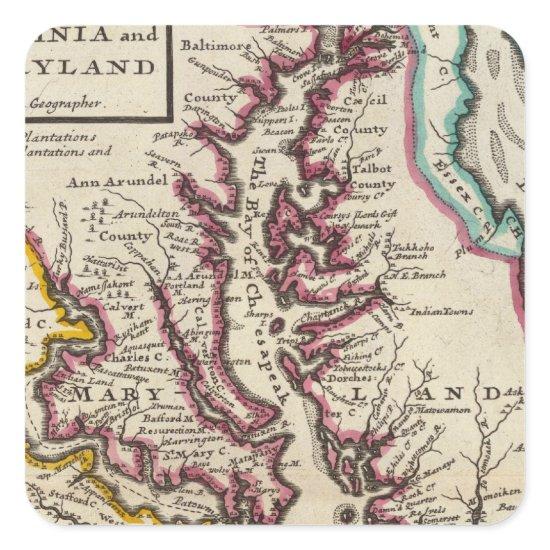 Virginia and Maryland Square Sticker