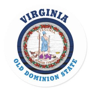 VIRGINIA OLD DOMINION STATE FLAG CLASSIC ROUND STICKER