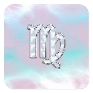 Virgo Zodiac Sign on Pastels Mother of Pearl Square Sticker