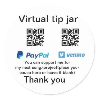 Virtual tip jar q r code money donation PayPal ven Classic Round Sticker