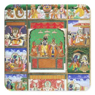 Vishnu in the centre of his ten avatars, Jaipur, R Square Sticker