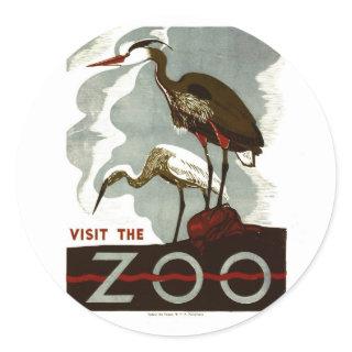 Visit the Zoo - WPA Poster - Classic Round Sticker