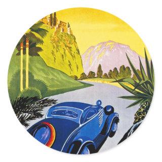 Visitez La Grece En Auto - Vintage Travel Poster Classic Round Sticker