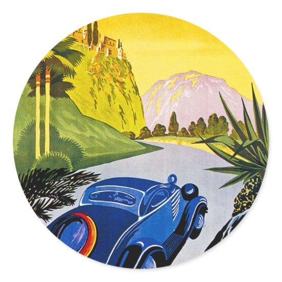Visitez La Grece En Auto - Vintage Travel Poster Classic Round Sticker