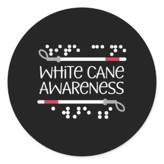 Visual Braille White Cane Awareness Blind Low Visi Classic Round Sticker