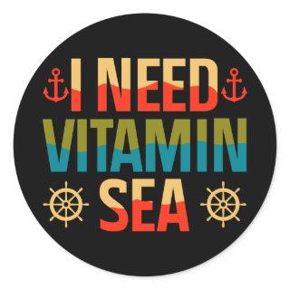 Vitamin Sea Boat Sailing Cruise Ocean Adventure  Classic Round Sticker