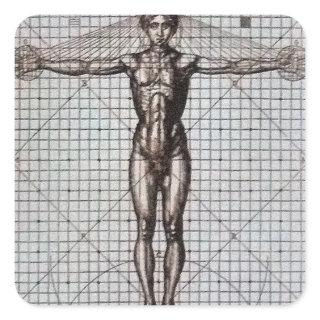 Vitruvian Man (Vitruvius: De architectura) Square Sticker
