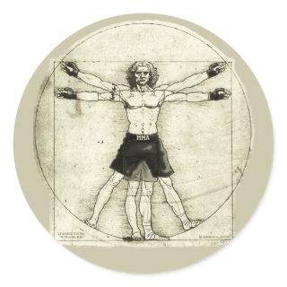 Vitruvian MMA Man Classic Round Sticker