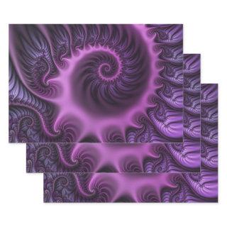 Vivid Abstract Cool Pink Purple Fractal Art Spiral  Sheets