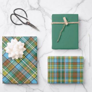 Vivid Green, Yellow, Burnt Orange & Blue Plaid  Sheets
