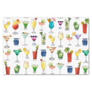 Vivid Watercolor Cocktail Pattern Tote Bag Tissue Paper