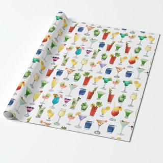 Vivid Watercolor Cocktail Pattern Tote Bag