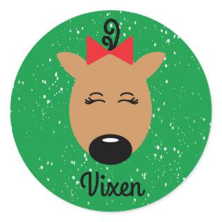 Vixen Reindeer Classic Round Sticker