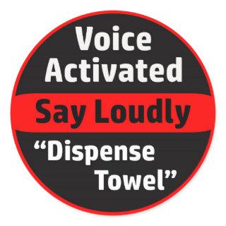 Voice Activated Paper Towel Dispenser Classic Round Sticker