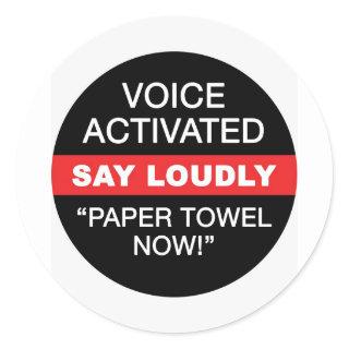 Voice Activated Paper Towel Now Sticker