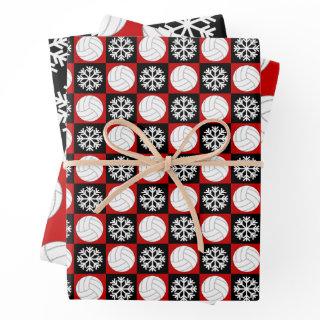 Volleyball and Snowflake Red and Black Christmas  Sheets