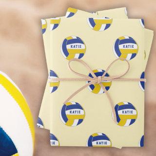 Volleyball Ball Pattern Kids Name Birthday Wrappin  Sheets