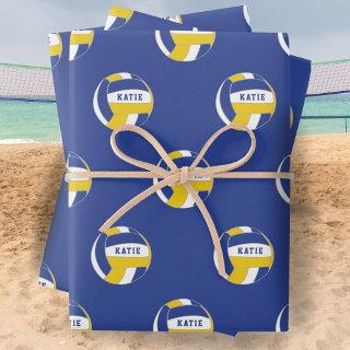 Volleyball Ball Pattern Kids Name Birthday Wrappin  Sheets