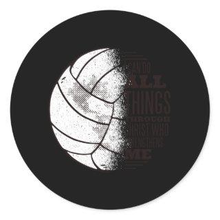Volleyball christ classic round sticker