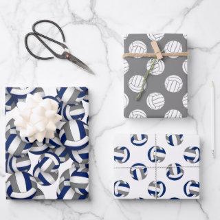 volleyball sports patterns coordinating blue gray  sheets