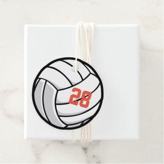 Volleyball White Black Orange Sports Team Number Favor Tags