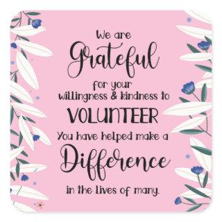 volunteer appreciation week card square sticker