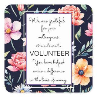 volunteer appreciation week floral pattern card square sticker