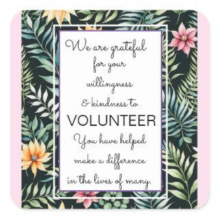 volunteer appreciation week leaf pattern card square sticker