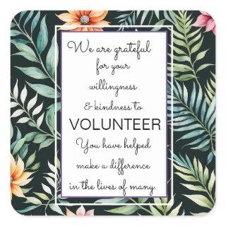 volunteer appreciation week leaf pattern card square sticker