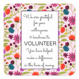 volunteer appreciation week pattern card square sticker