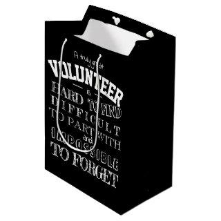 Volunteer Thank you Appreciation Gift script black Medium Gift Bag