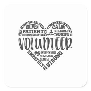 Volunteer, volunteer worker, charity square sticker