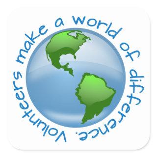 Volunteers Make a World of Difference Square Sticker