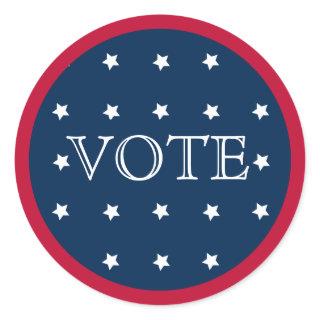 Vote 2020 Elegant Red White and Blue Classic Round Sticker