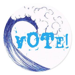 Vote! Blue Wave 2020 Classic Round Sticker