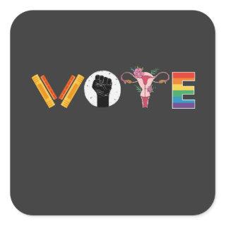 VOTE Books Uterus LGBT Support Square Sticker