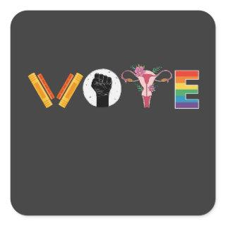 VOTE Books Uterus LGBT Support Square Sticker