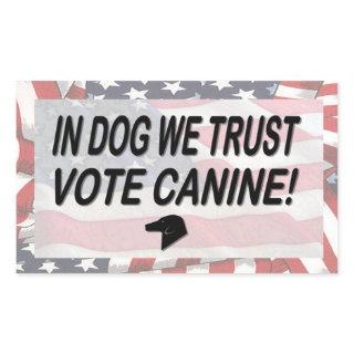 Vote Dog with American Flag Rectangular Sticker
