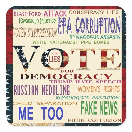 Vote for Democracy Square Sticker