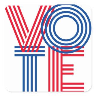 VOTE Striped Red Blue Square Sticker