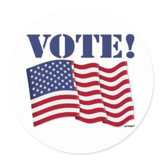 VOTE! with US Flag Classic Round Sticker