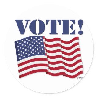 VOTE! with US Flag Classic Round Sticker