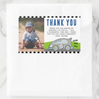 Vroom Racing Car Road Boy Photo Birthday Thank you Rectangular Sticker