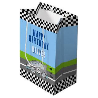 Vroom Vroom Racing Car Road Name Happy Birthday  Medium Gift Bag