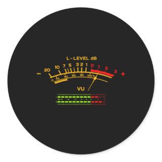 Vu Meter Hi-Fi Audio Stereo Music Sound Classic Round Sticker